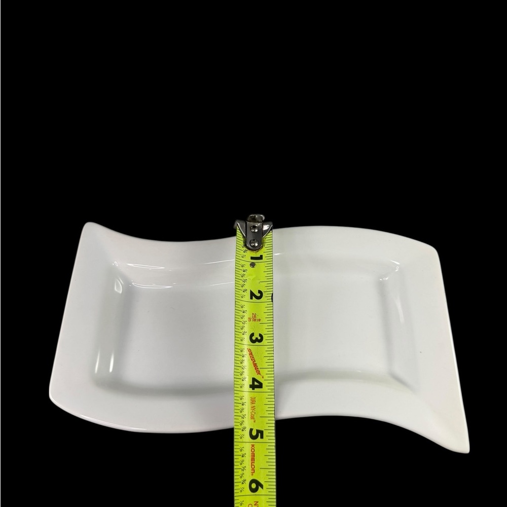 PIER 1 Wavy White Porcelain Rectangular Serving Dish Sushi Vegetable Chips - Picture 5 of 5